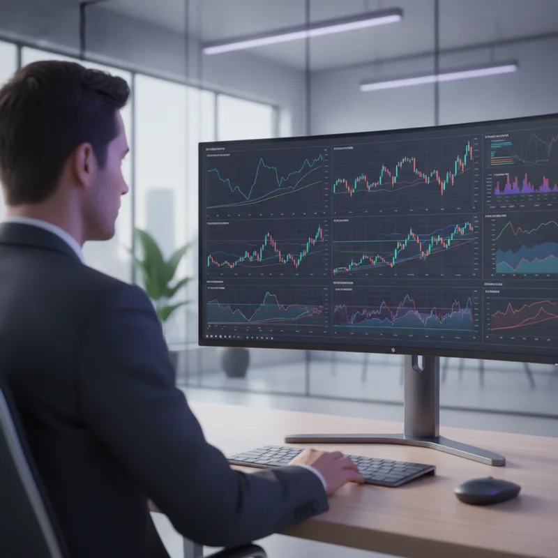 Focused investor reviewing a portfolio strategy on screen